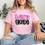 Pink w/gold brush stroke TWELFTH GRADE DTF Transfer