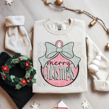 Pink Merry Christmas Ornament DTF Transfer (SWD)