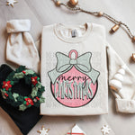 Pink Merry Christmas Ornament DTF Transfer (SWD)