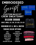 CUSTOM Script Mascot Wholesale Embroidered Crew Sweatshirt