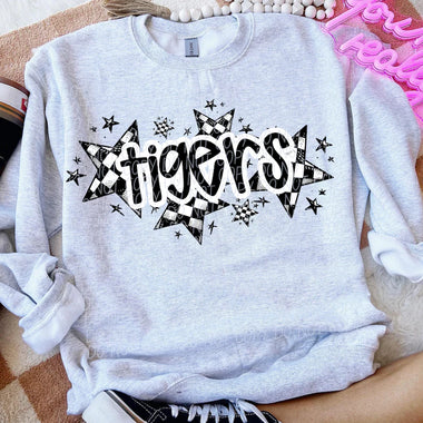 Tigers Check Star Mascot DTF Transfer (E)