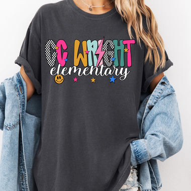 CC Wright Elementary Mix Print Preppy Mascot DTF Transfer