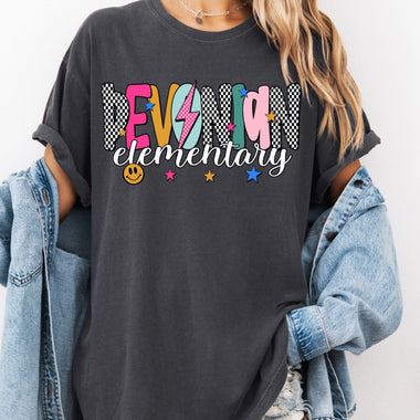 Devonian Elementary Mix Print Preppy Mascot DTF Transfer