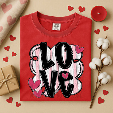 Love with Pink Stripes DTF Transfer