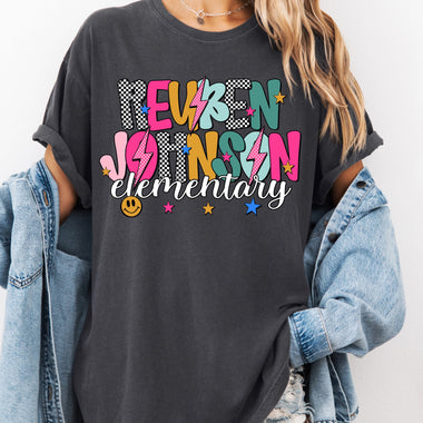 Reuben Johnson Elementary Mix Print Preppy Mascot DTF Transfer