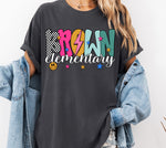 Brown Elementary Mix Print Preppy Mascot DTF Transfer