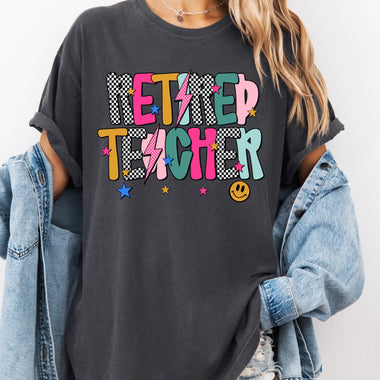 Retired Teacher Mix Print Preppy Mascot DTF Transfer