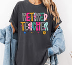 Retired Teacher Mix Print Preppy Mascot DTF Transfer