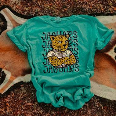 Jaguars Camo Stacked Mascot DTF Transfer