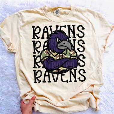 Ravens Camo Stacked Mascot DTF Transfer