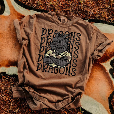 Dragons Camo Stacked Mascot DTF Transfer