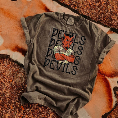 Devils Camo Stacked Mascot DTF Transfer