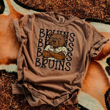 Bruins Camo Stacked Mascot DTF Transfer