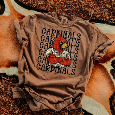 Cardinals Camo Stacked Mascot DTF Transfer
