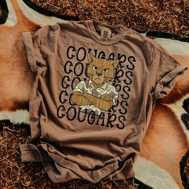 Cougars Camo Stacked Mascot DTF Transfer