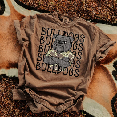 Bulldogs Camo Stacked Mascot DTF Transfer