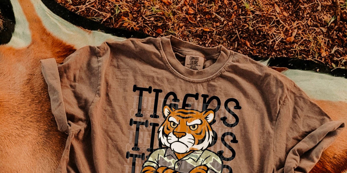 Tigers Camo Stacked Mascot DTF Transfer – Wills Creek Designs