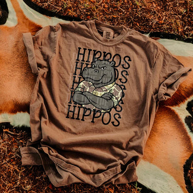 Hippos Camo Stacked Mascot DTF Transfer