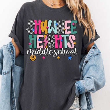 Shawnee Heights Middle School Mix Print Preppy Mascot DTF Transfer