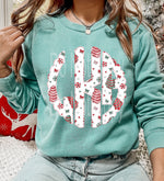Custom Christmas Tree Cake Monogram DTF Transfer (leave initials in the note/personlize box with first initial first, last name initial middle and middle initial last)