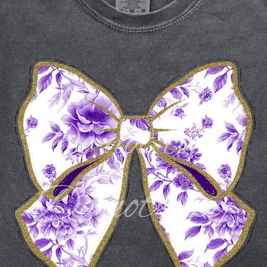Purple Toile Bow DTF Transfer