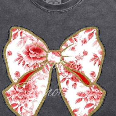 Red Toile Bow DTF Transfer