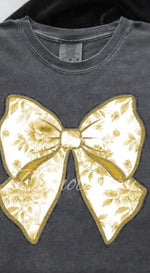 Gold Toile Bow DTF Transfer