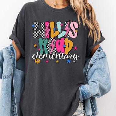 Willis Road Elementary Mix Print Preppy Mascot DTF Transfer