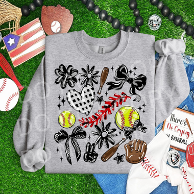 Play Ball Collage Softball BLACK DTF Transfer