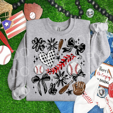 Play Ball Collage Baseball BLACK DTF Transfer