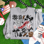 Play Ball Collage Baseball BLACK DTF Transfer