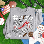 Play Ball Collage Baseball WHITE DTF Transfer