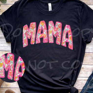 Faux Stitch Pink Mama Floral DTF Transfer