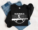 Hawks Baseball WHITE INK DTF Transfer