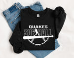 Quakes Softball WHITE INK DTF Transfer