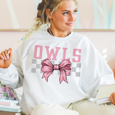 Owls Pink Bow DTF Transfer