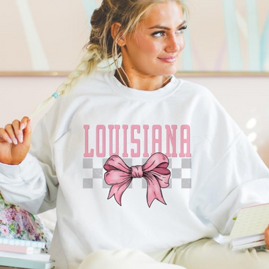 Louisiana Pink Bow DTF Transfer