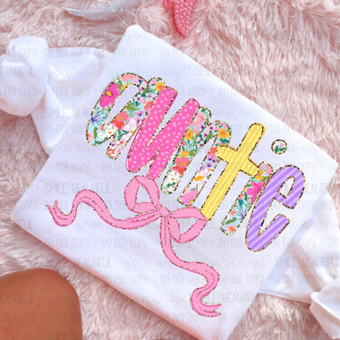 Auntie pink/yellow floral DTF Transfer (C&Co)
