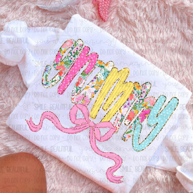Grammy pink/yellow floral DTF Transfer (C&Co)