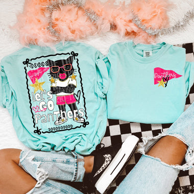 Glam Mascot PANTHERS Front and Back DTF Transfer