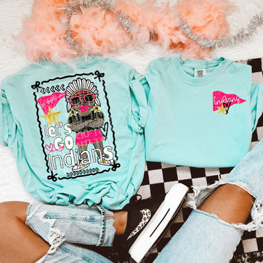 Glam Mascot INDIANS Front and Back DTF Transfer