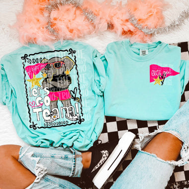 Glam Mascot ELEPHANTS Front and Back DTF Transfer