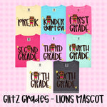 Glitz and Glam Lions Mascot Grade Level DTF Transfer (CT)