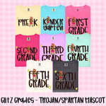 Glitz and Glam Trojans/Spartan Mascot Grade Level DTF Transfer (CT)