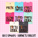 Glitz and Glam Hornets Mascot Grade Level DTF Transfer (CT)