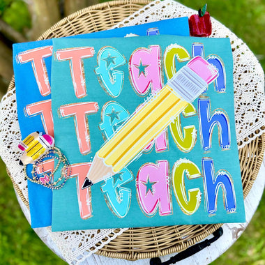 Teach with diagonal pencil DTF Transfer (CC)