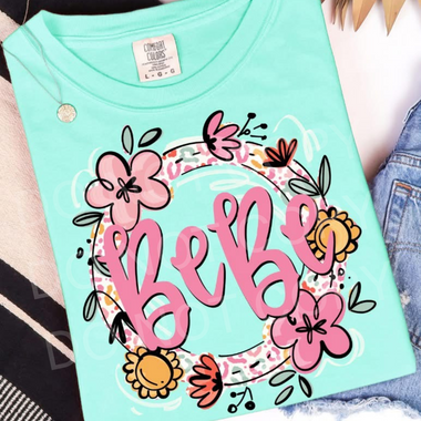 BeBe Leopard and Floral Frame DTF Transfer