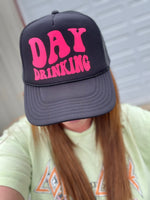 Day Drinking Neon Pink Black Trucker Hat