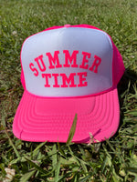 Summer Time Neon Pink Mesh Trucker Hat