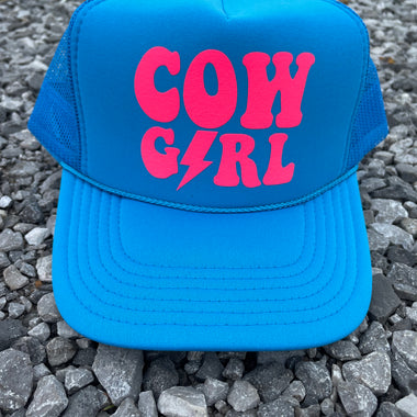 Cowgirl Neon Blue Trucker Hat